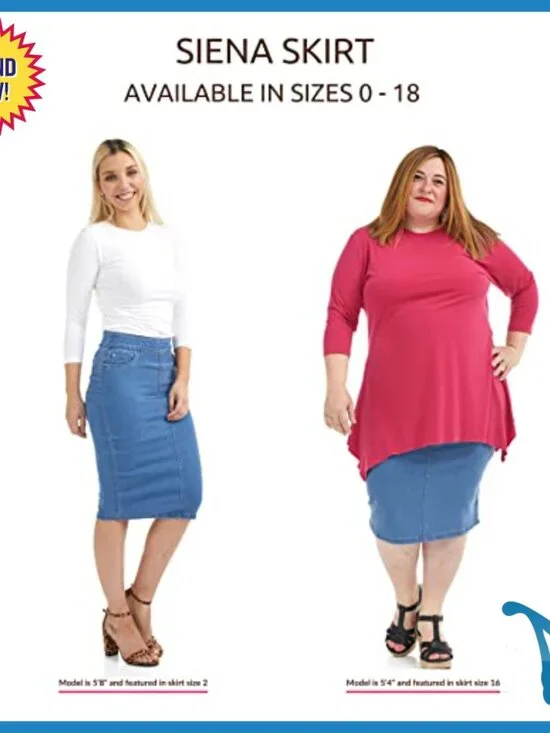 High Waisted Pull-On Knee Length Stretch Denim Jean Skirt Size Siena - Picture 5 of 7